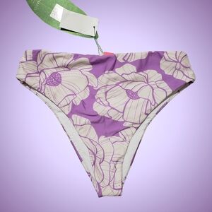 Farm Rio Paula Floral Bikini Swim Bottoms Large Floral Lilac Purple NWT 🌸💜